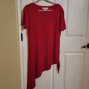 NWOT David Meister Red Asymmetrical Sweater Size Large